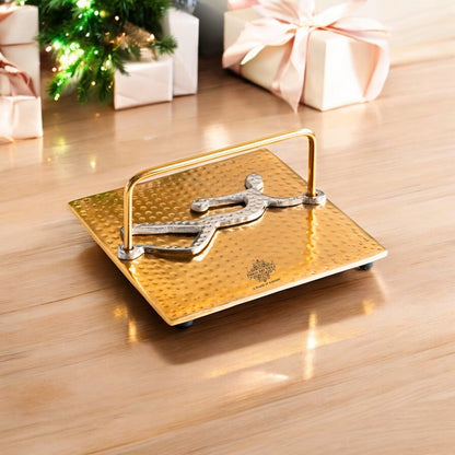 Gold Finish Hammered Design Napkin Holder with Lady Design – Elegant Table Organizer for Dining
