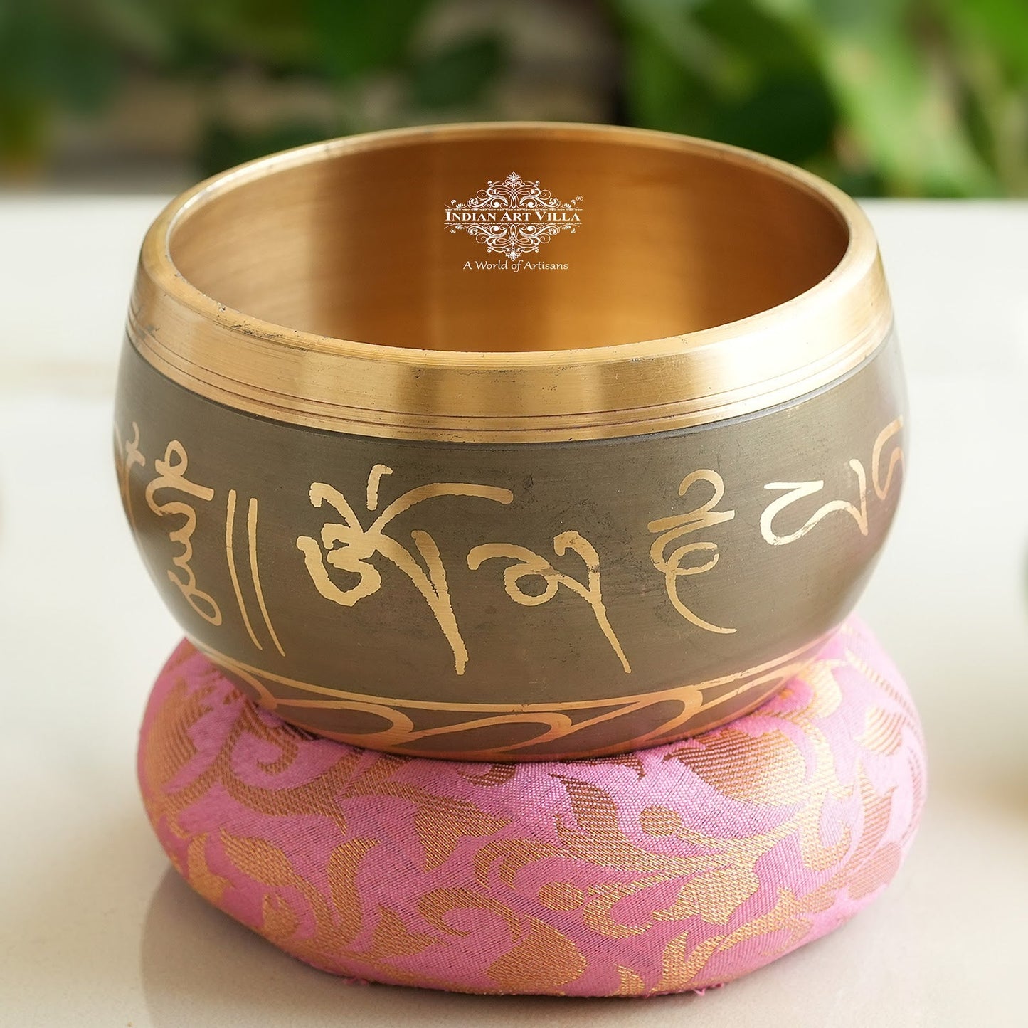 Handcrafted Brass Tibetan Singing Bowl with Sacred Engravings & Inside Budha Design, Diameter-10cm
