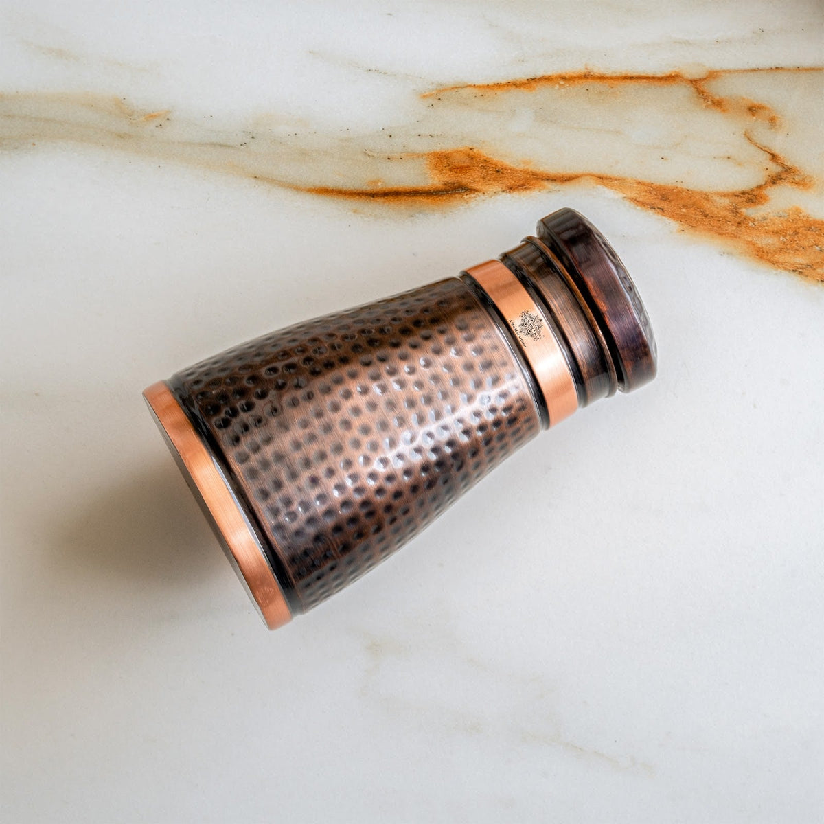Copper Bedroom Bottle With Dark Hammered Design - 950ml