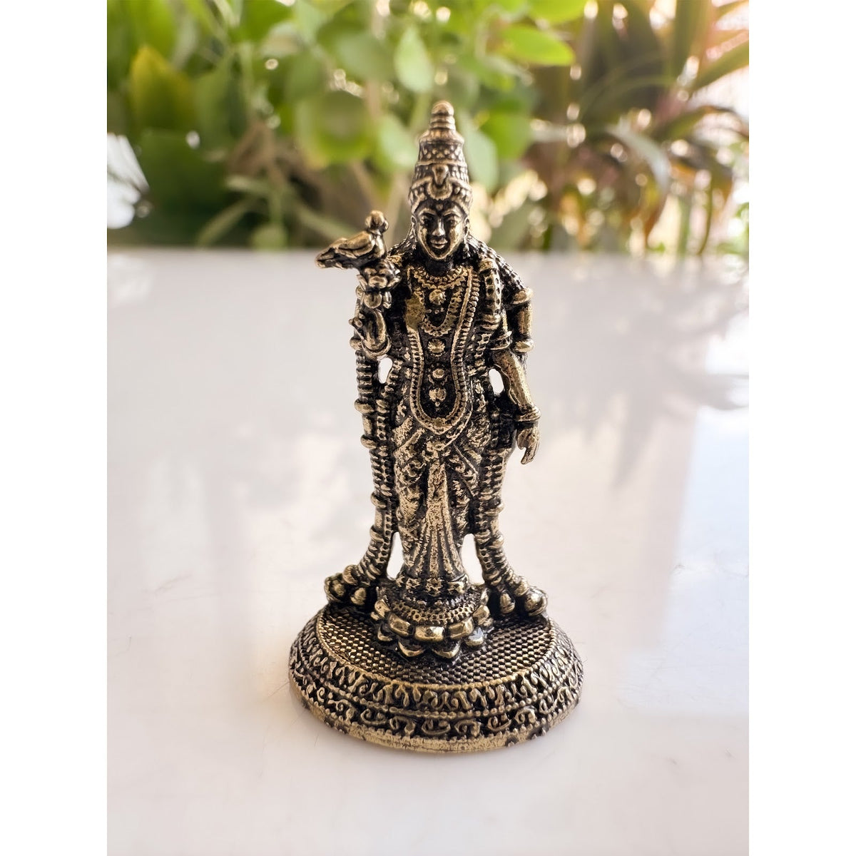 Pure Brass Miniature Meenakshi Amman Ji Standing Murti - 3.81 cm