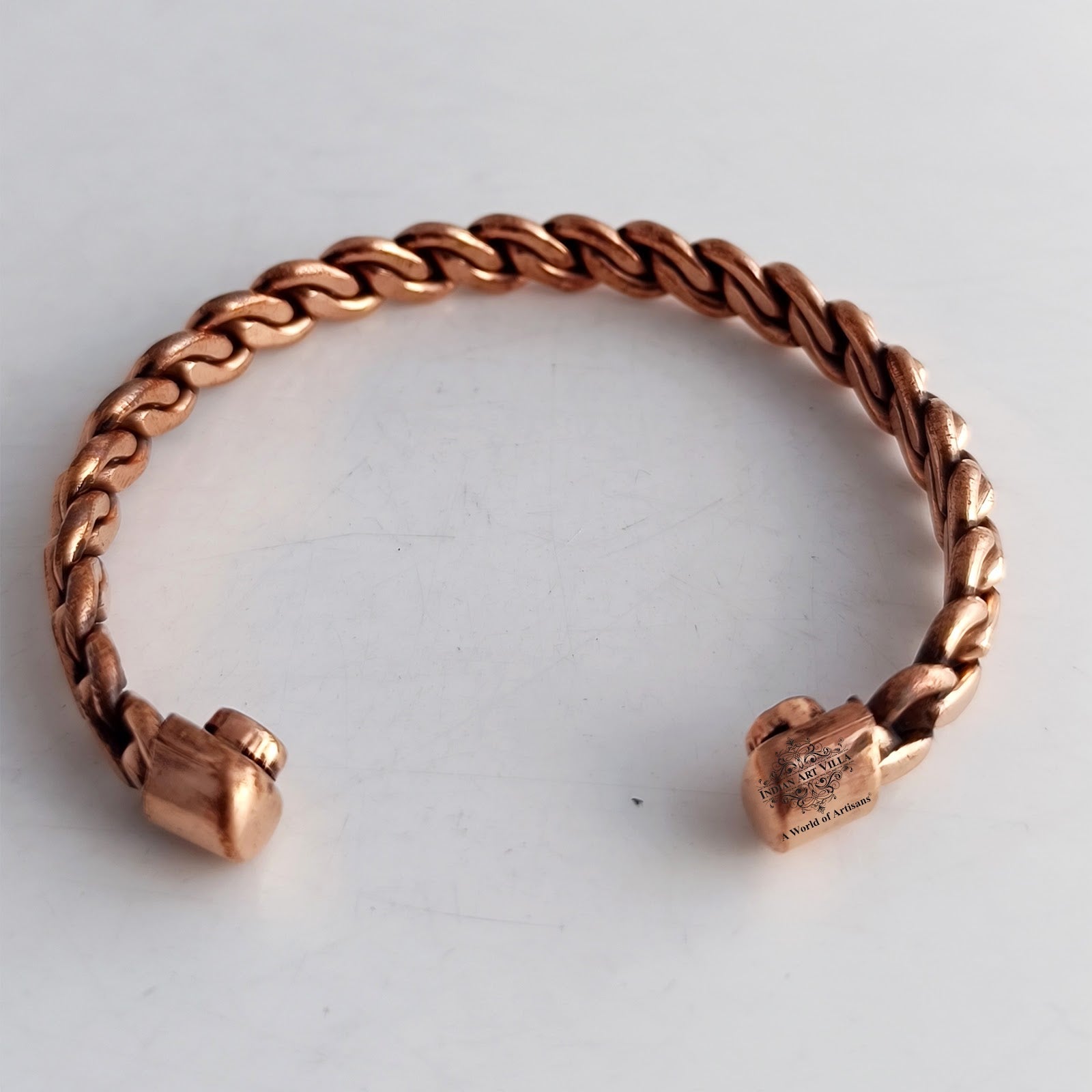 Pure Copper Chain Spiral Design Bracelet with Magnet Handcrafted Healing Bangle