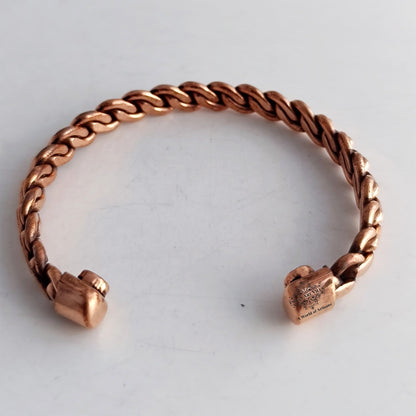 Pure Copper Chain Spiral Design Bracelet with Magnet Handcrafted Healing Bangle