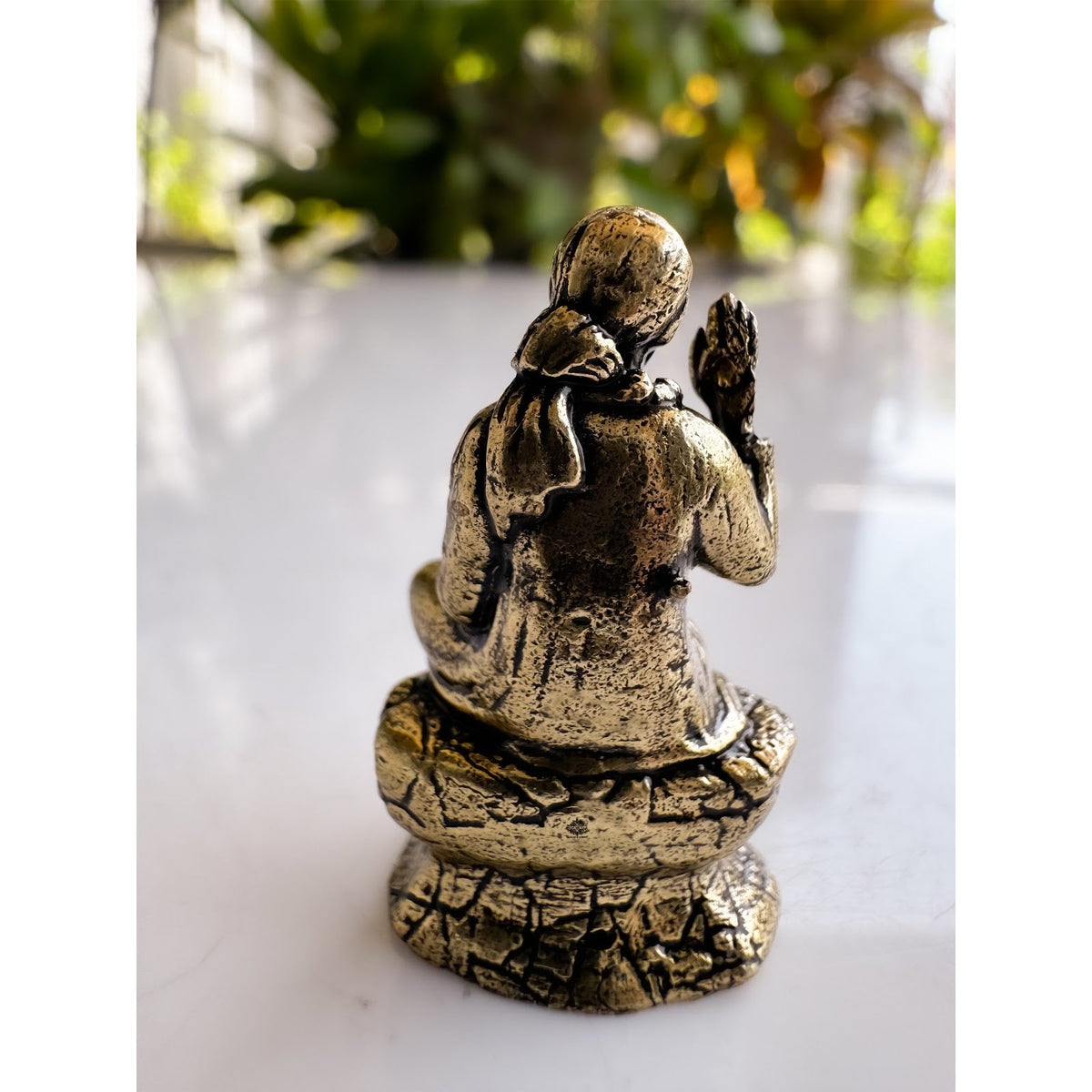 Brass Miniature Sai Baba Idol For Home Temple & Office Desk - 3.28 cm