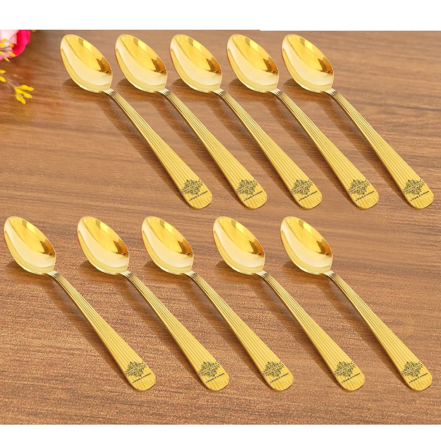 Brass Lining Spoon Tableware Serveware Home Hotel Restaurant Silver