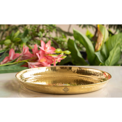 Pure Brass Hammered Plate/Thali - A Timeless Blend of Craftsmanship and Elegance Tableware| Dinnerware