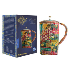 Pure Copper Printed Jug - Padharo Mhare Desh Design