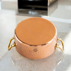 Pure Copper Round Dish With Tin Lining, Hammered Design, Serveware & Tableware