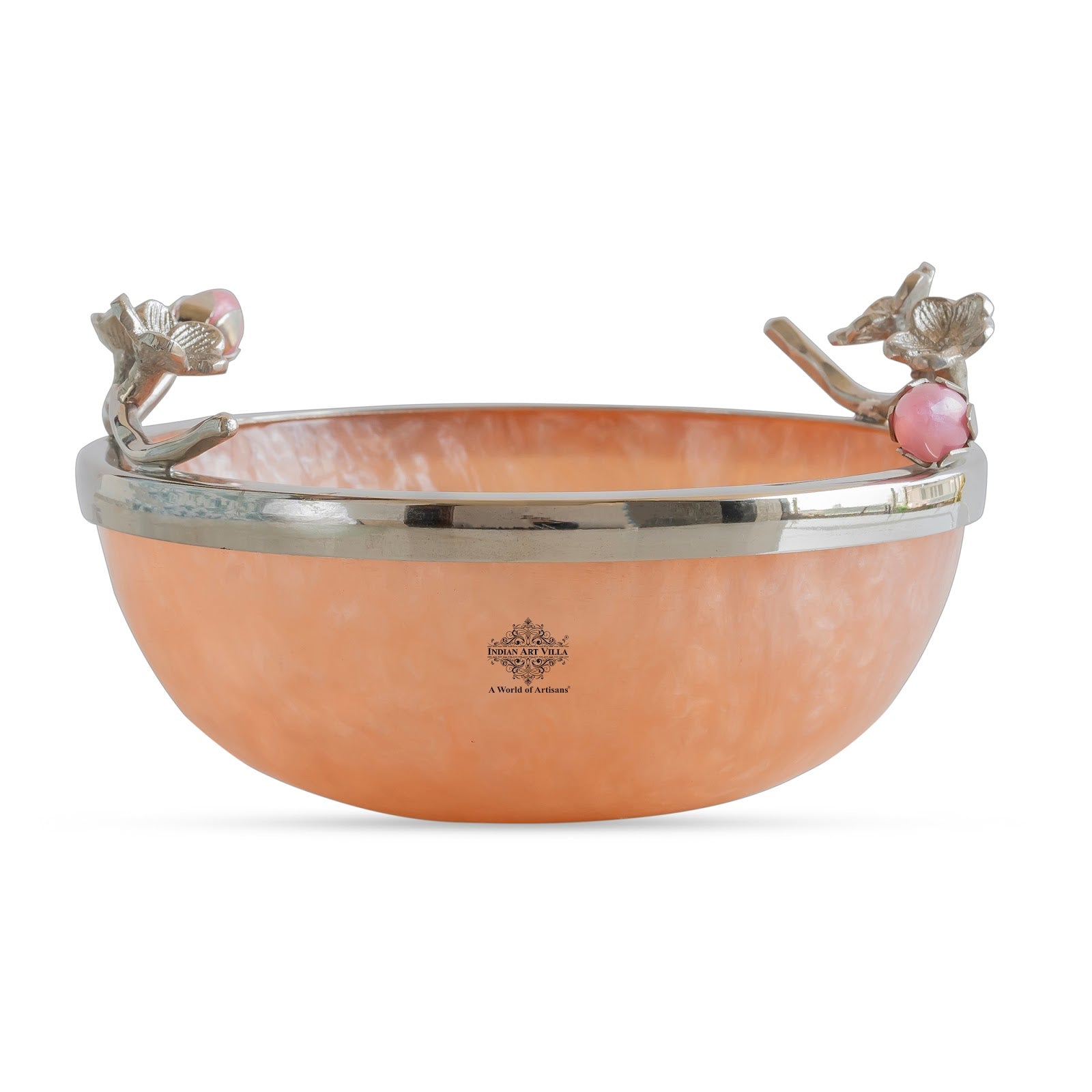 Silver Plated Resin Belgium Pink Decorative Bowl, Elegant Serveware & Home Decor, Perfect for Snacks