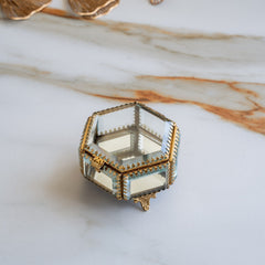 Brass & Glass Hexagonal Decorative Box