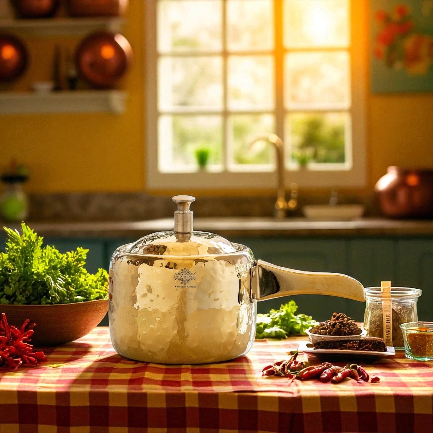 Stainless Steel Cooker With Hammered Design (Serving Only)