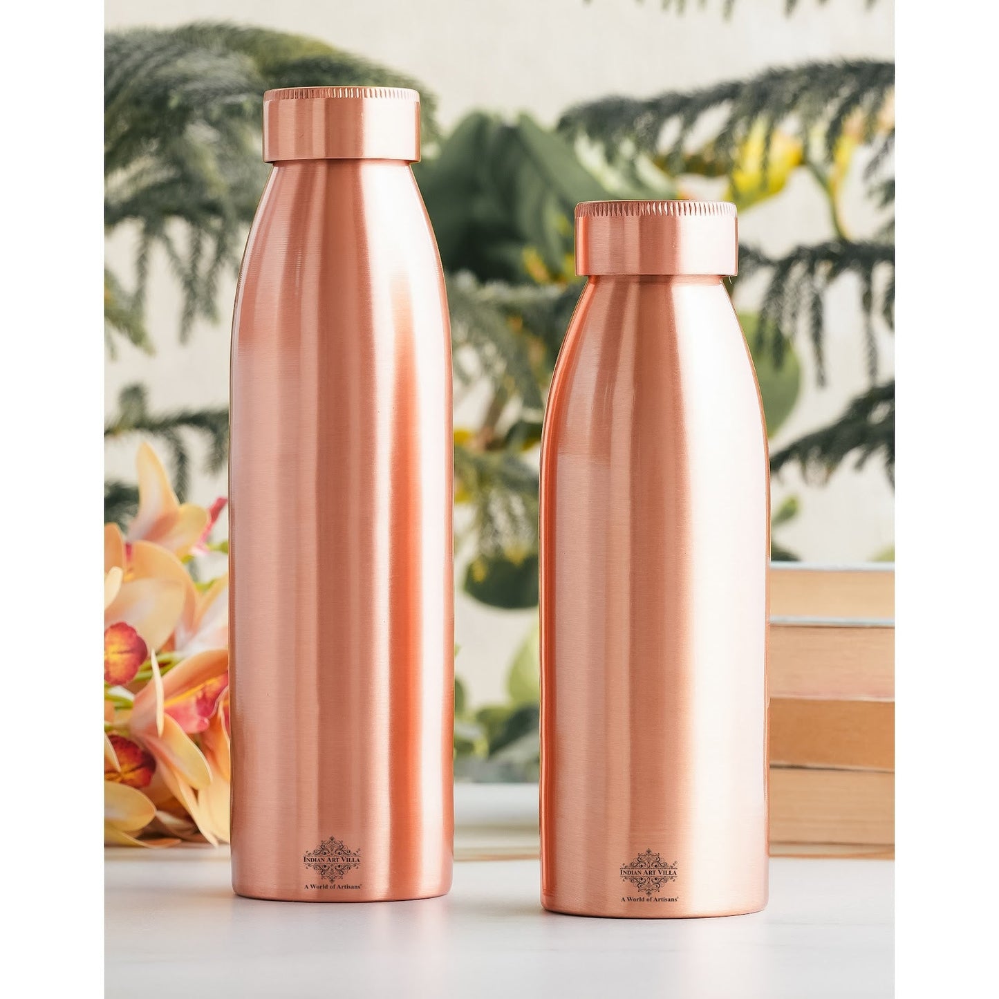 Pure Copper Water Bottle with Plain Matte Finish Design