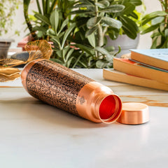 Copper Bottle With Antique Embossed Design - 800ML