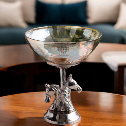 Antique Decorative Bowl with Horse Design Pedestal, Fruit Bowl, Snack Server, Centerpiece Dish, Home & Table Decor