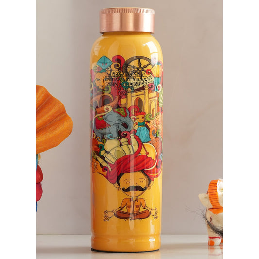 Tamba Bottle with Rajasthani Meena 'Padharo Mhare Desh' Design – 900 ML