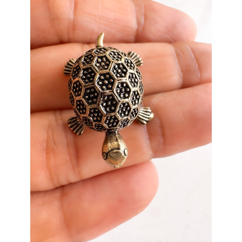 Pure Brass Miniature Turtoise Showpiece for Home Décor & Vastu - 1.02 cm