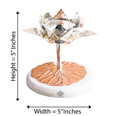 Silver-Plated Lotus Design Decorative Oil Lamp – Elegant Diya/Oil Lamp for Home, festival, Wedding Decoration