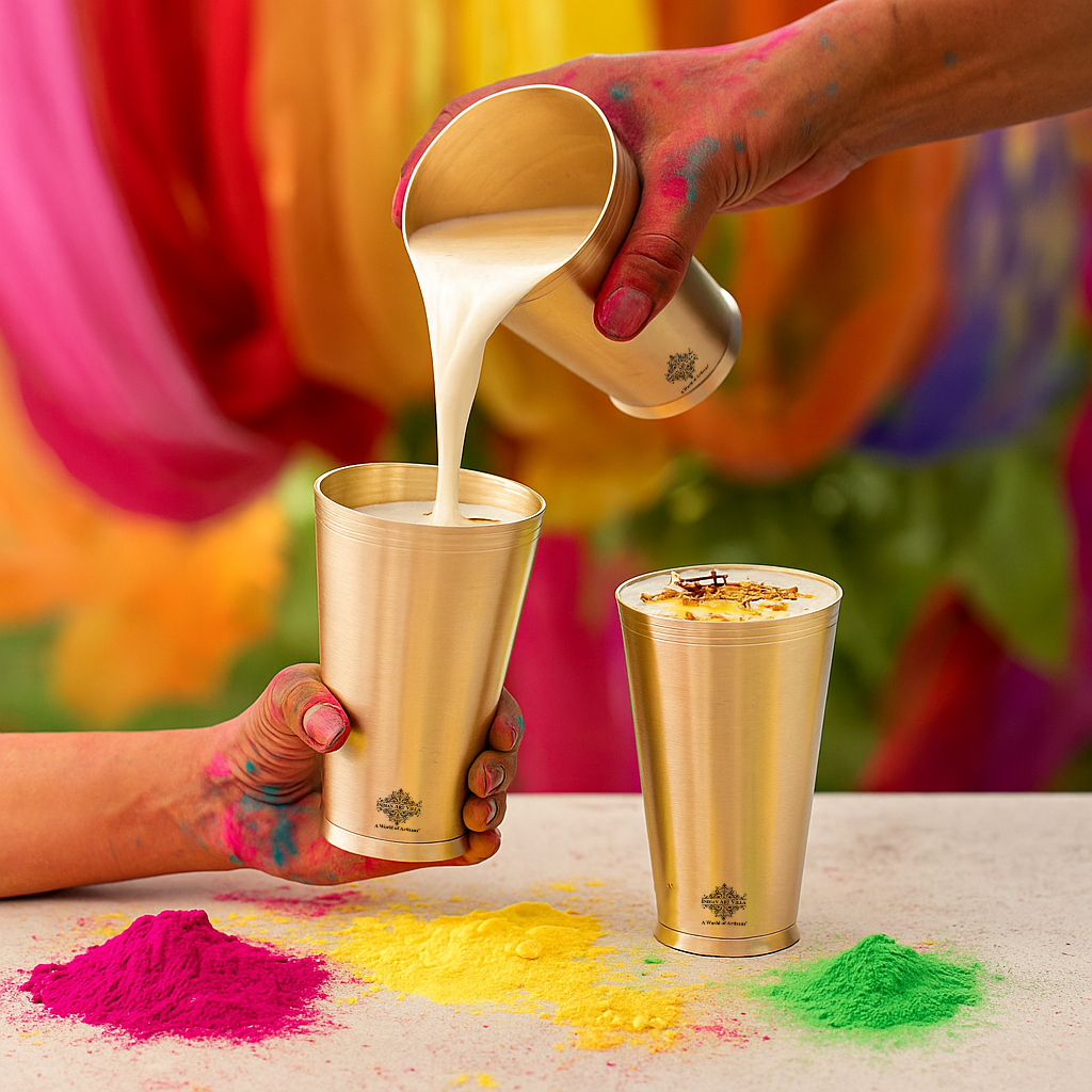 Pure Brass Matt Finish Lassi Glass