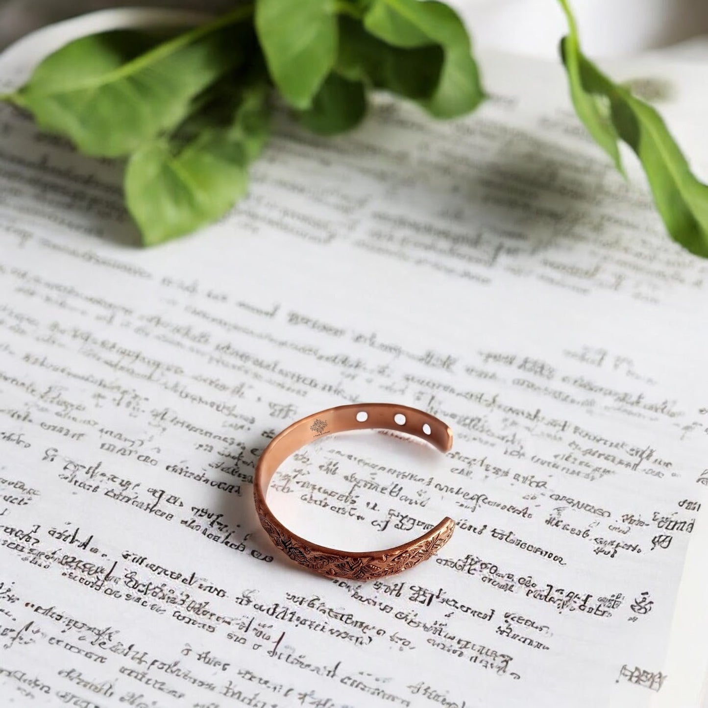 Pure Copper Flower Design Bangle with Inbuilt Magnet