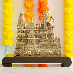 Pure Brass Ram Ayodhya Temple 3D Wooden Replica