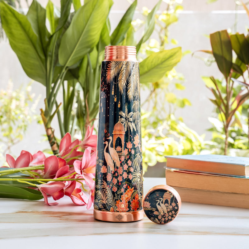 Pure Copper Kalakriti Printed Water Bottle for Daily Use - 750 ML