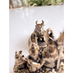 Pure Brass Miniature Shiv Parivar Idol With Nandi Combo