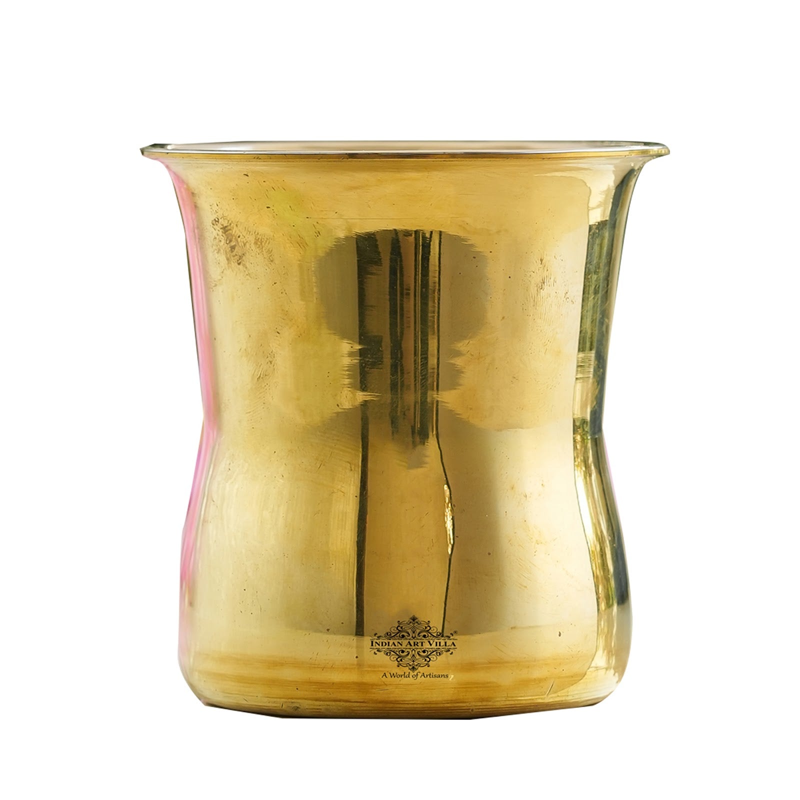Handmade Pure Steel Brass Curved Design Glass -300ml