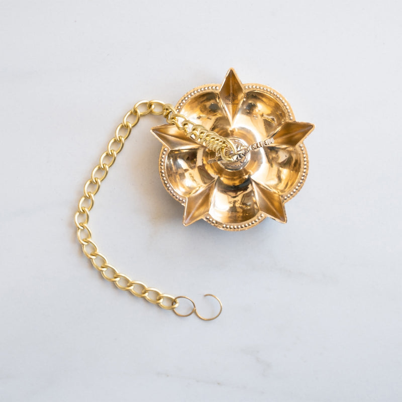 Brass Hanging Diya Set of 2 for Daily Pooja and Ritual Lighting