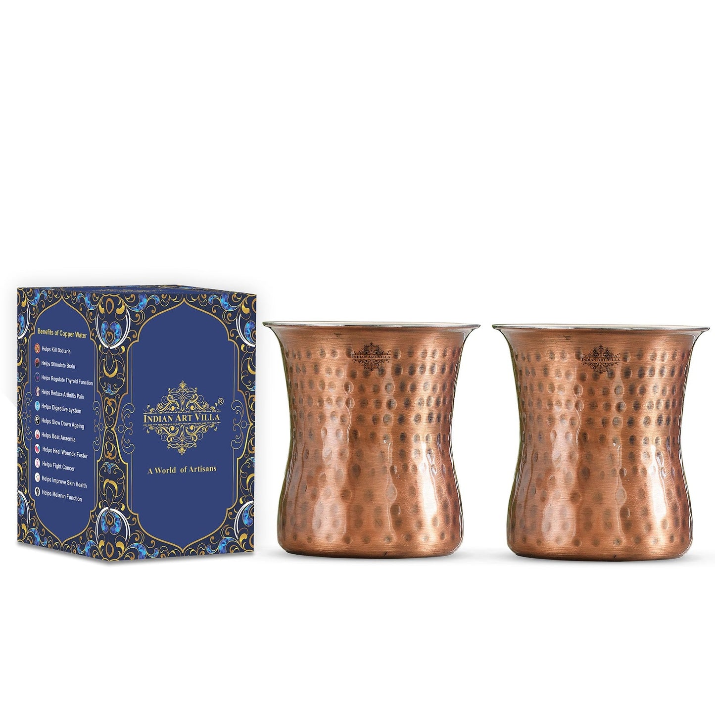 Pure Steel Copper Antique Finish Hammered Curved Design 250 ML