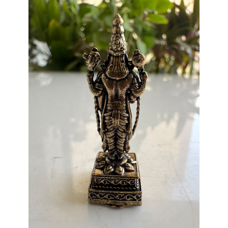 Pure Brass Miniature Tirupati Balaji Standing Murti - 4.39 cm