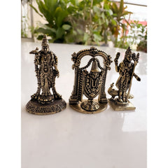 Pure Brass Miniature South Indian Deity Idol Combo for Home Mandir & Décor