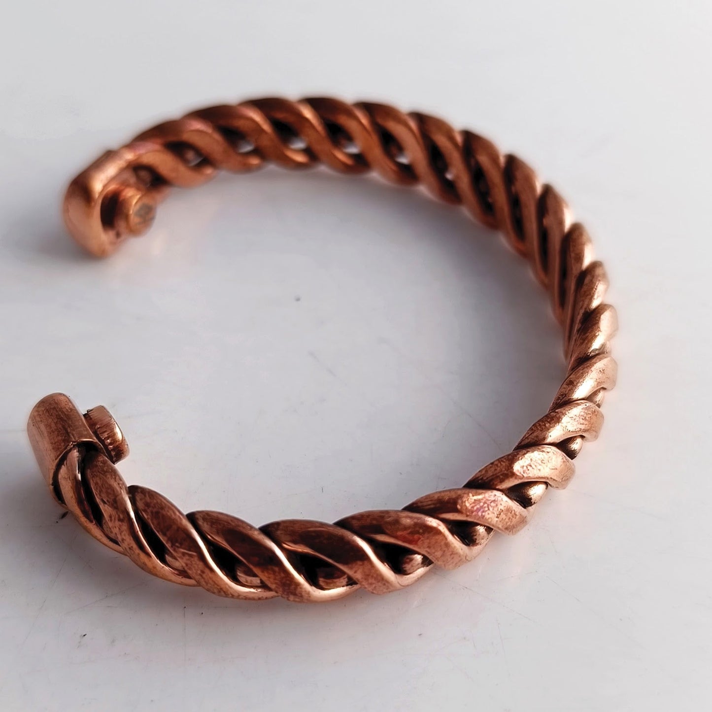 Pure Copper Spiral & Dots Bangle Handcrafted Adjustable Bracelet for Men & Women