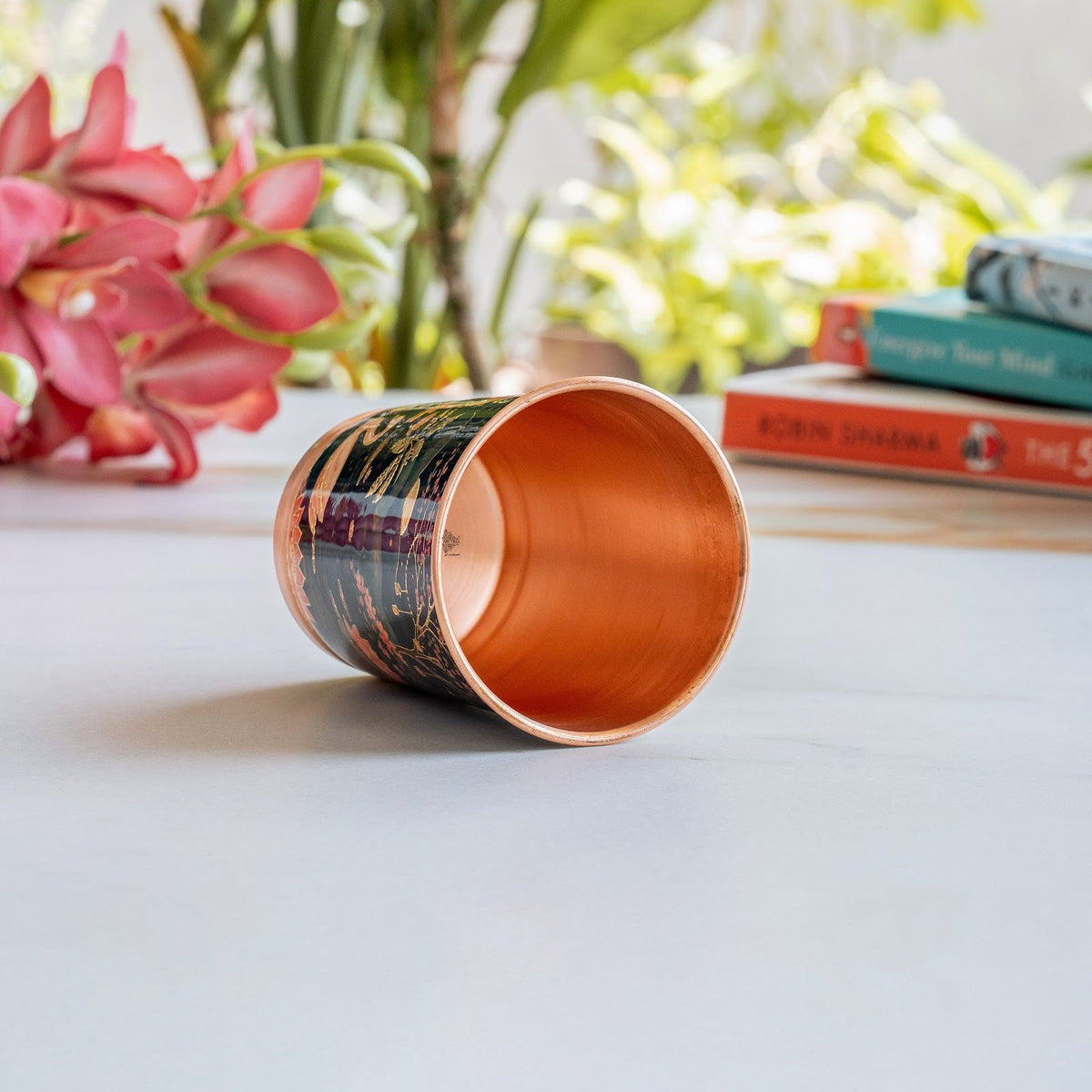 Pure Copper Kalakriti Print Glass - 270 ML