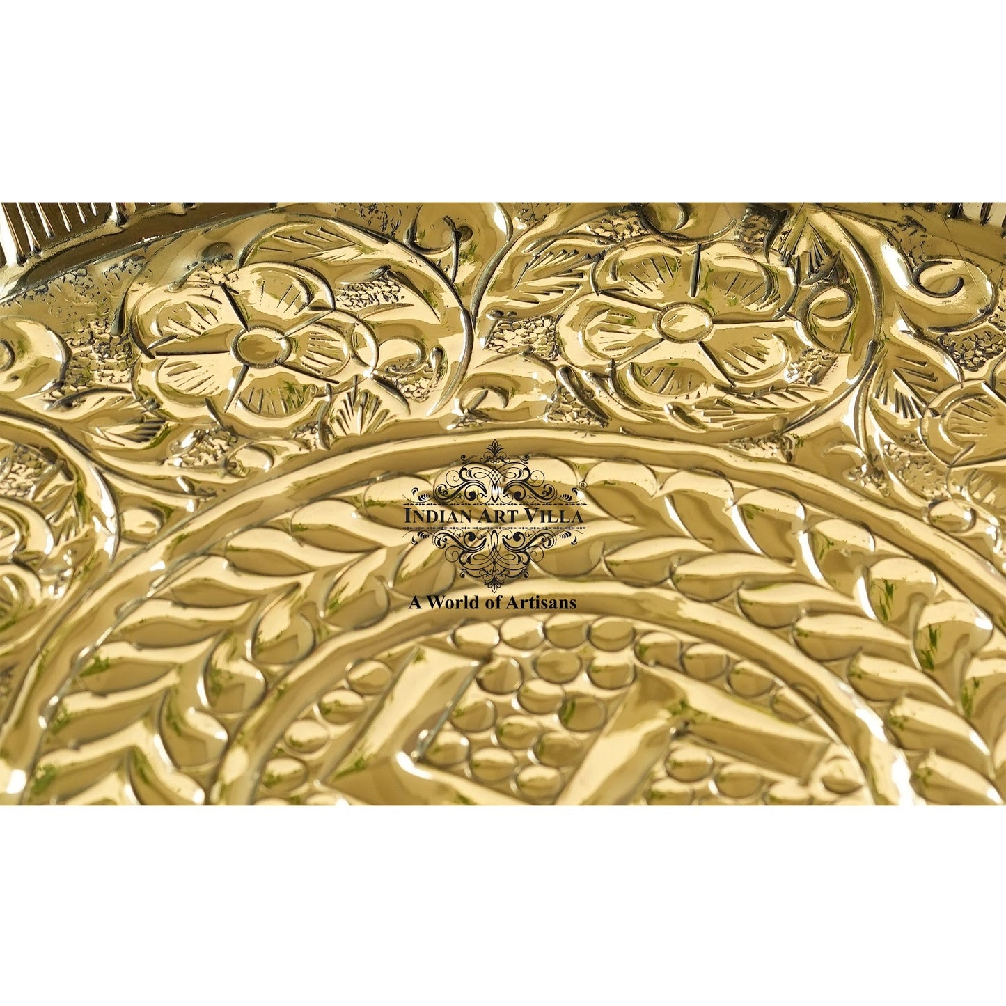 Pure Brass Swastik Design Pooja Thali Plate | Poojan Temple Home |Diameter 26.67 CMS