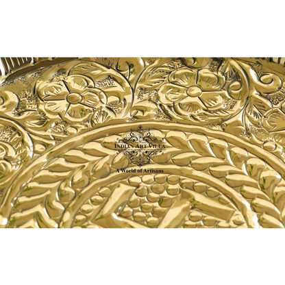 Pure Brass Swastik Design Pooja Thali Plate | Poojan Temple Home |Diameter 26.67 CMS