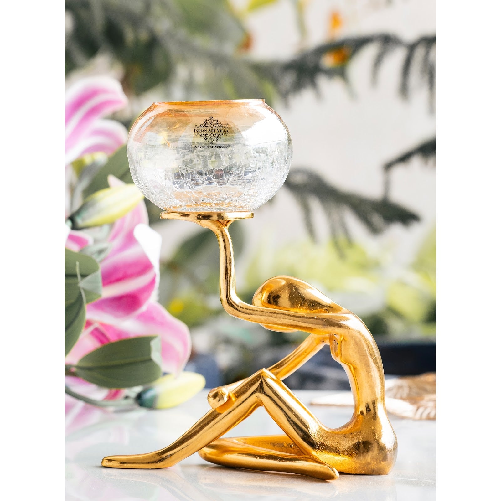 Gold Finish Decorative Candle Holder – Luxury Home Decor