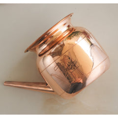 Handmade Pure Copper Karva|Netipot| with Spout, Om Design, Spiritual Items