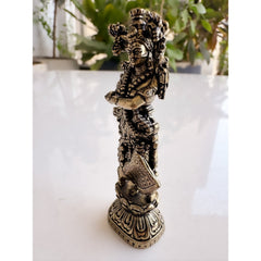 Pure Brass Miniature Handcrafted Radha Ji Idol For Home Mandir - 7.4 cm