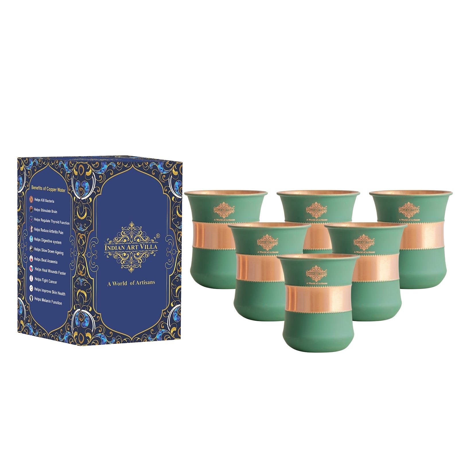 Pure Copper Half Silk Finish Glass – 300 ML