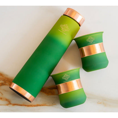 Pure Copper Bottle Pyramid  Shape With 1 Bottle &  2 Glass Set