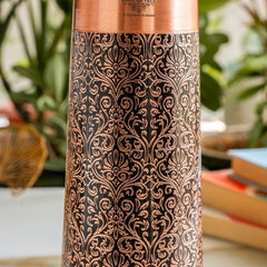 Copper Bottle With Antique Embossed Design - 800ML