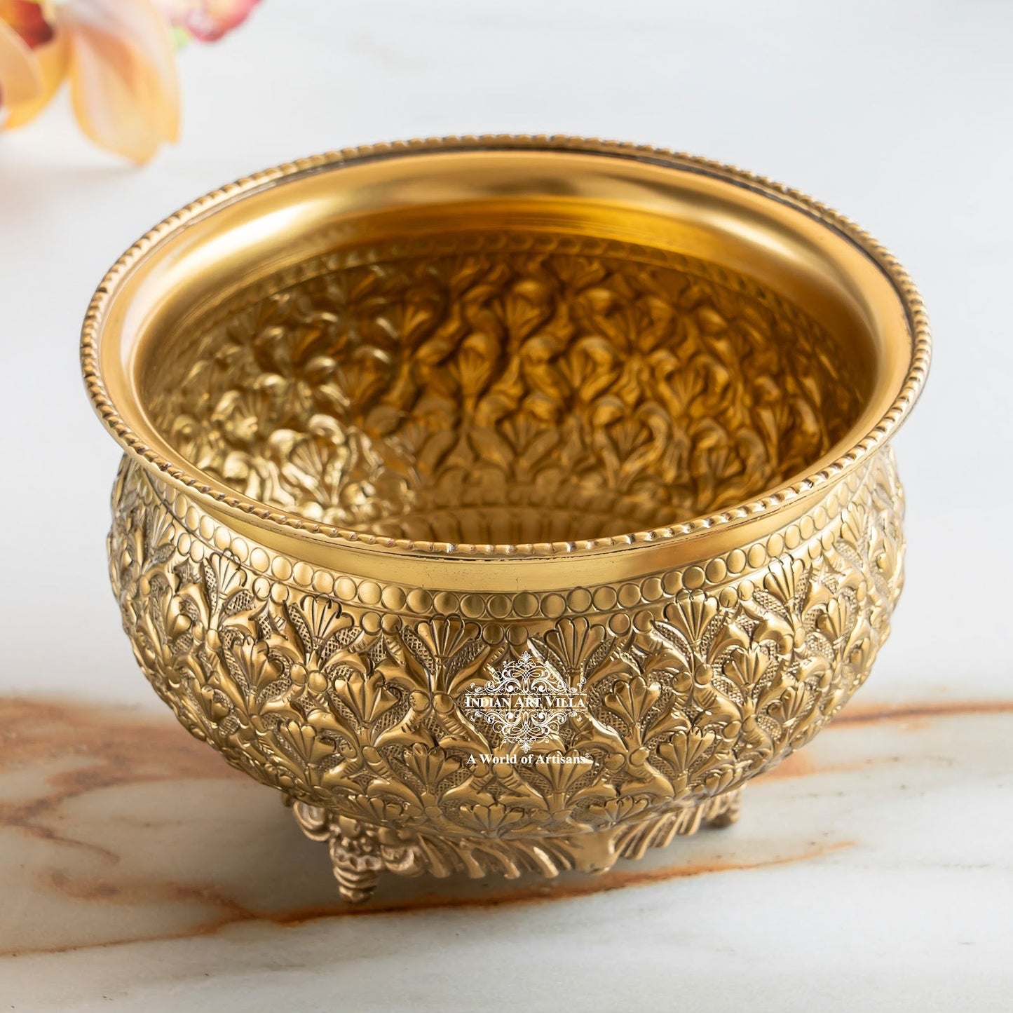 Pure Brass Embossed Design Decorative Bowl
