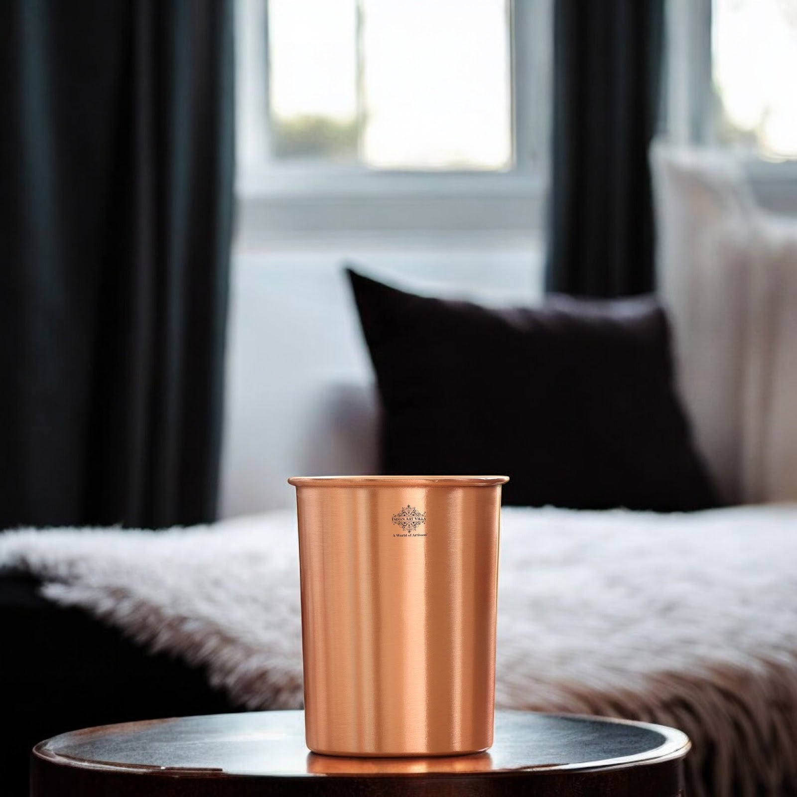 Pure Copper Lacquer Coated Plain & Hammered Design Glass 275 ML
