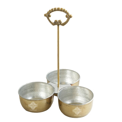 Handcrafted Pure Brass Hammered Design with Tin Lining, Vegetable Serving, 850 ml
