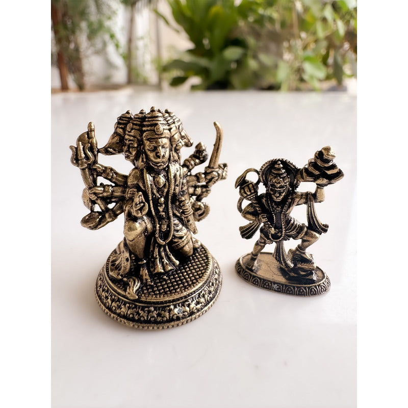 Pure Brass Miniature Panchmukhi Hanuman Bhakt Set