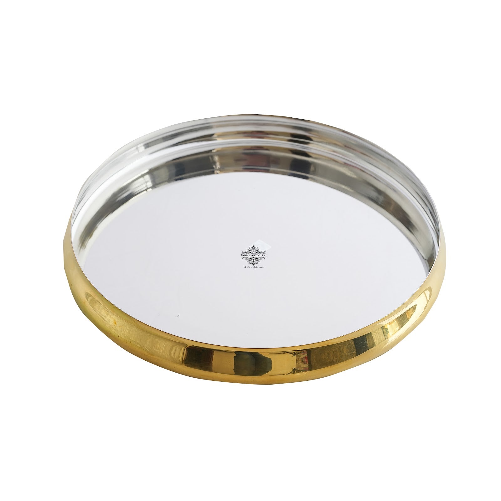Handcrafted Pure Brass Curved Thali, Dinnerware, Tableware, Diameter - 33.02 cm