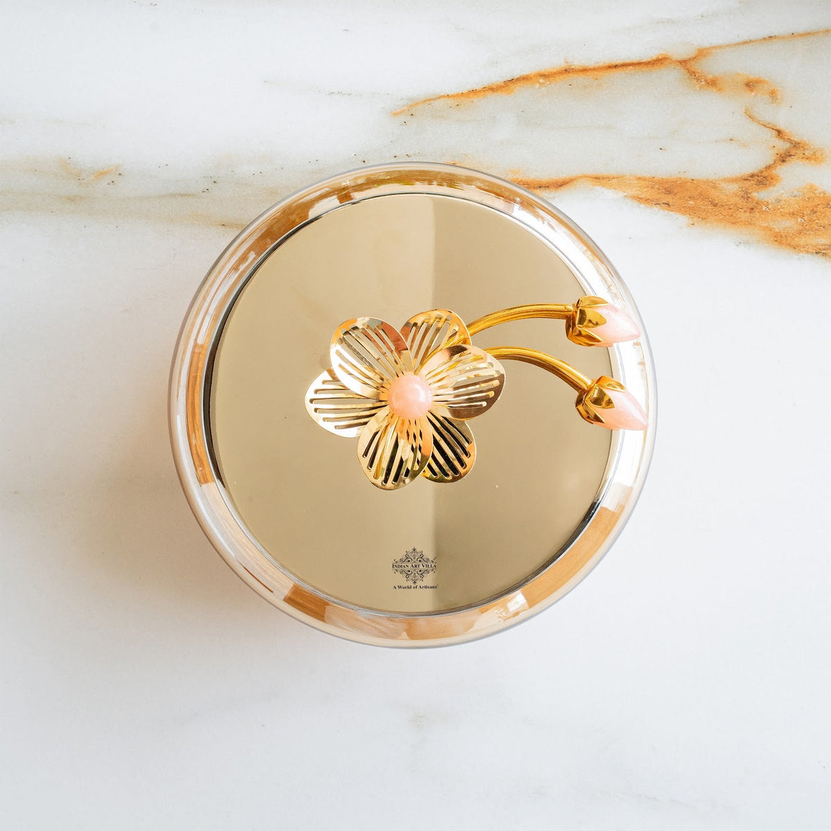Glass Bowl with Steel Lid & Velvet Gift Box - 1350 ML