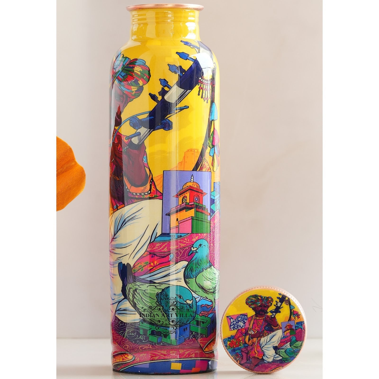 Tamba Bottle with Rajasthani Meena 'Padharo Mhare Desh' Design – 900 ML