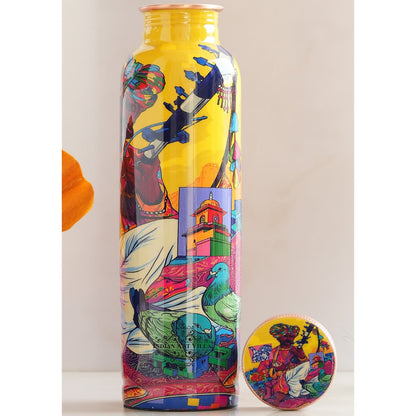 Tamba Bottle with Rajasthani Meena 'Padharo Mhare Desh' Design – 900 ML
