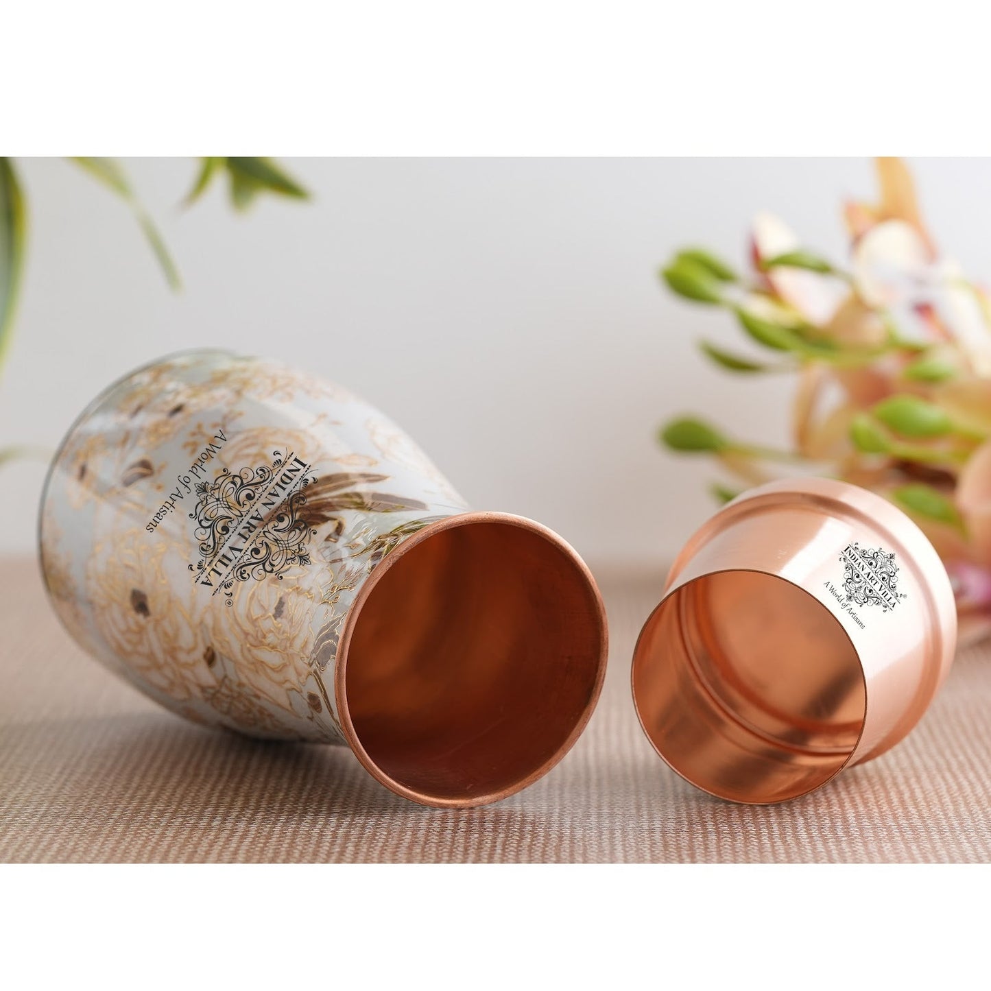 Pure Copper Gold Print Luxury Design Bedroom Bottle,  Home Décor, Marble Finish, 950 ml