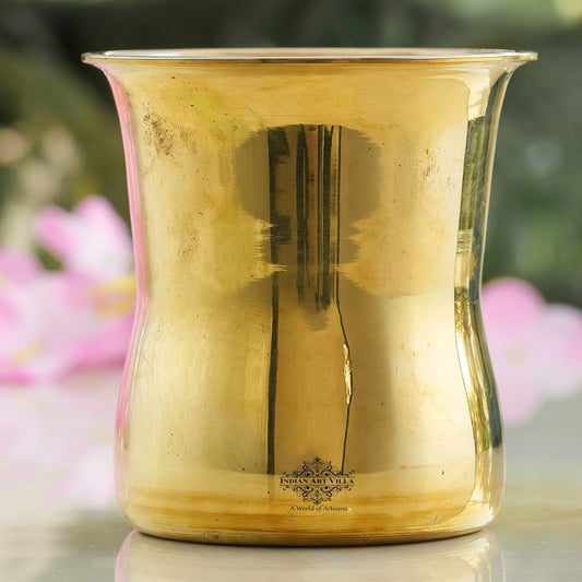 Handmade Pure Steel Brass Curved Design Glass -300ml
